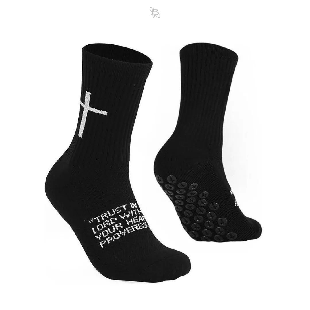 Philippians 4:13 Non-Slip Crew Socks (Black)